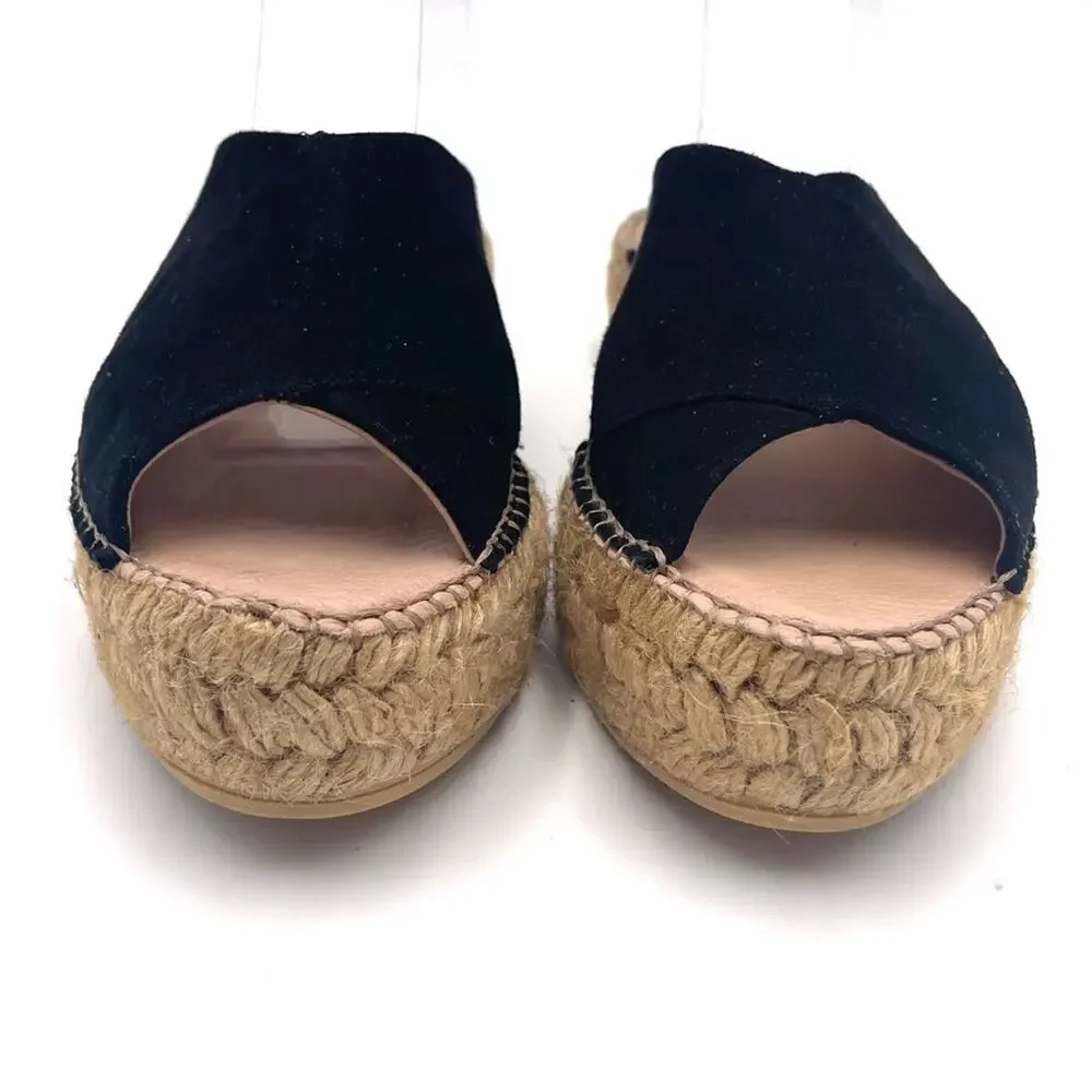 Gaimo Anthropologie Rolling Flatform Espadrilles Slip On Size 37 - 6.5 Black